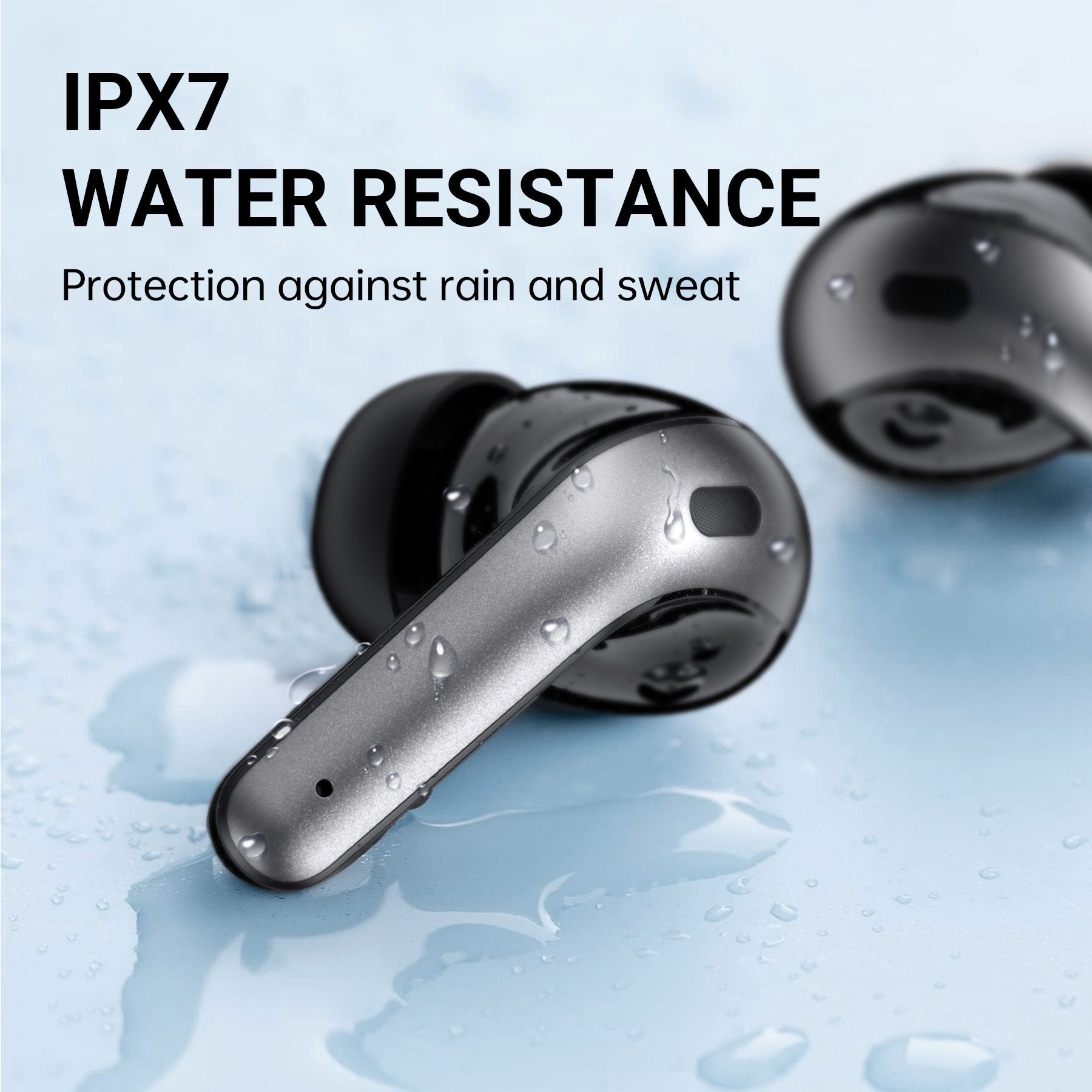VEATOOL X15 Wireless Earbuds Bluetooth 5.3 Headphones,72H Hi-Fi Stereo Deep Bass Earphones with Noise Cancelling Mic IP7 Waterproof Sport Headset with LED Power Display for Laptop Pad Phones Black